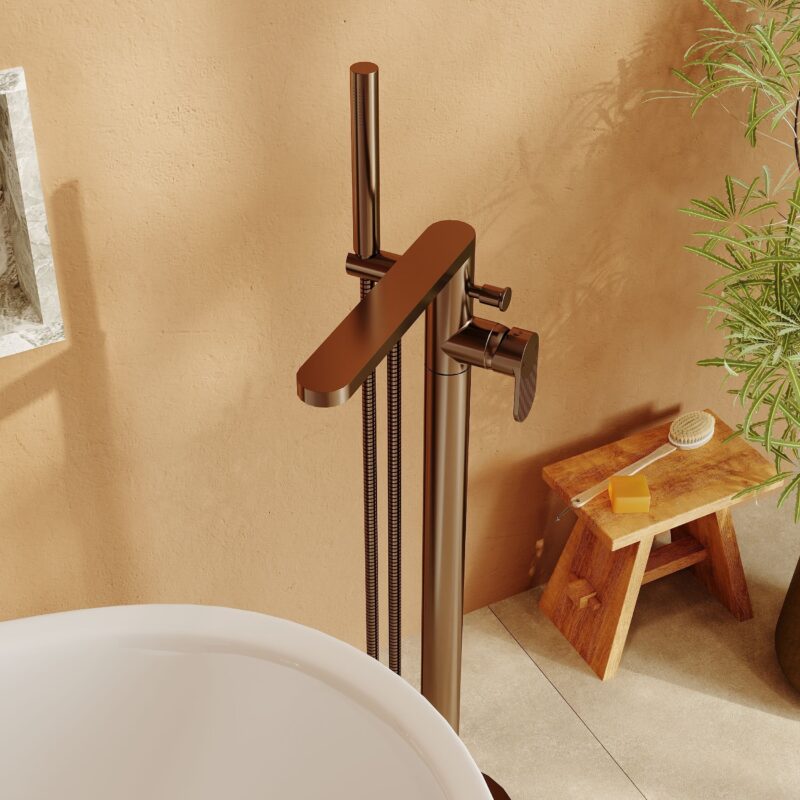 Nuie Cyprus Brushed Bronze Freestanding Bath Shower Mixer