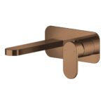 Nuie Binsey Brushed Bronze 2 Hole Wall Basin Mixer with Plate