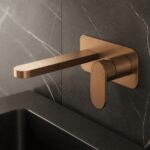 Nuie Binsey Brushed Bronze 2 Hole Wall Basin Mixer with Plate