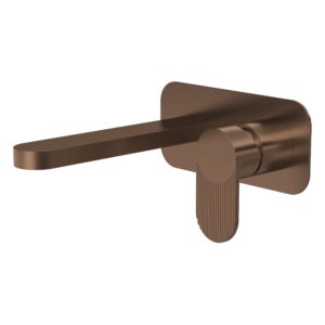 Nuie Cyprus Brushed Bronze 2 Hole Wall Basin Mixer with Plate
