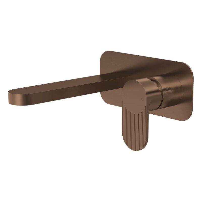 Nuie Cyprus Brushed Bronze 2 Hole Wall Basin Mixer with Plate