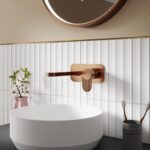 Nuie Cyprus Brushed Bronze 2 Hole Wall Basin Mixer with Plate