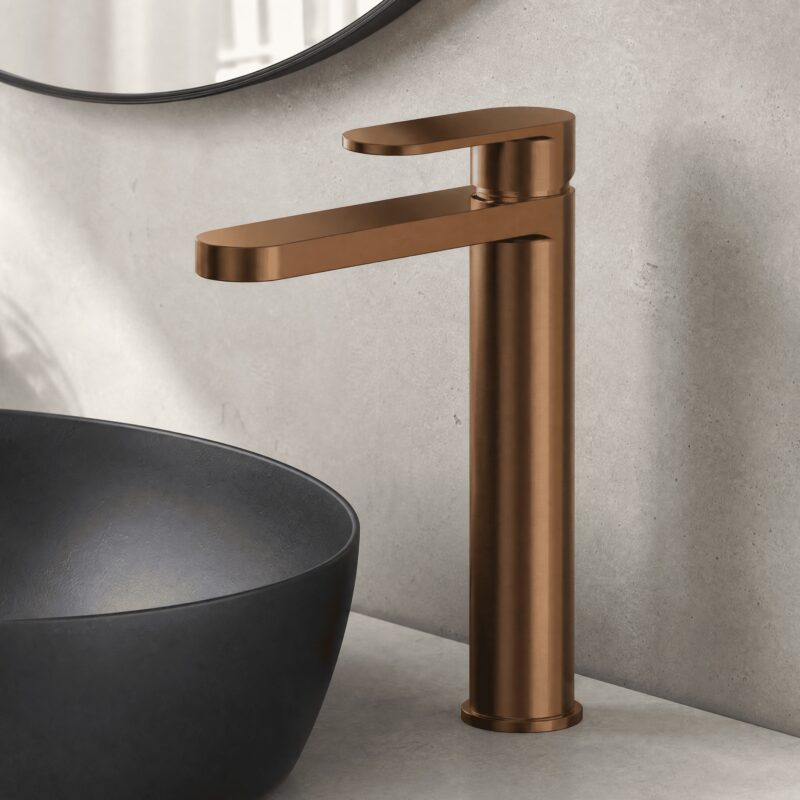 Nuie Binsey Brushed Bronze High Rise Mono Basin Mixer