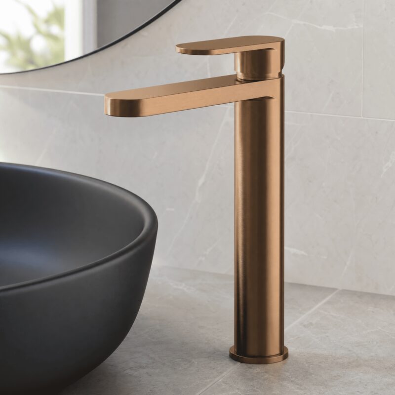 Nuie Binsey Brushed Bronze High Rise Mono Basin Mixer