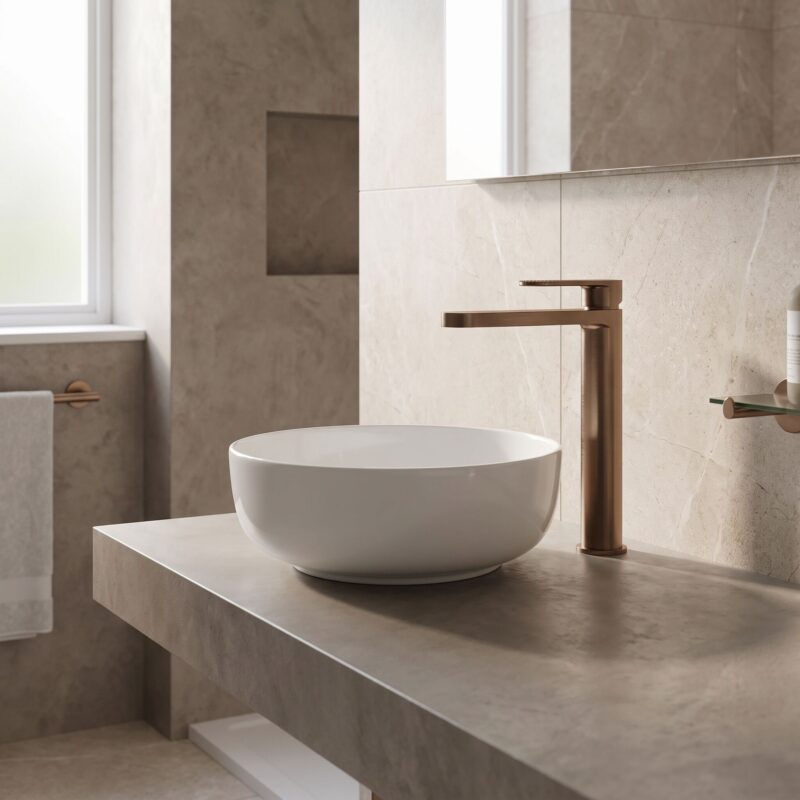 Nuie Cyprus Brushed Bronze High Rise Mono Basin Mixer
