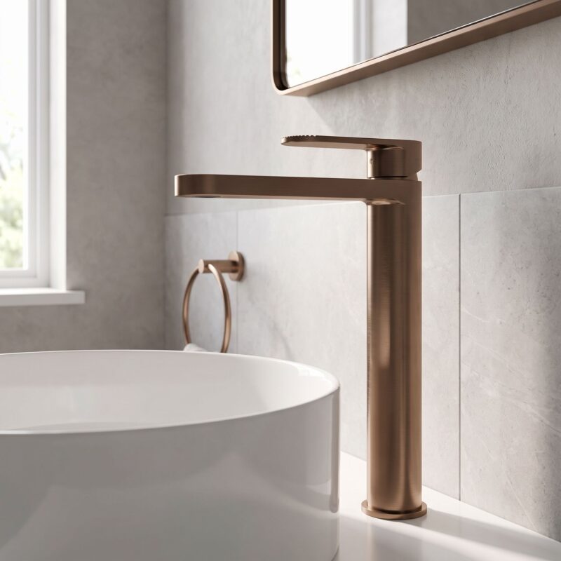 Nuie Cyprus Brushed Bronze High Rise Mono Basin Mixer