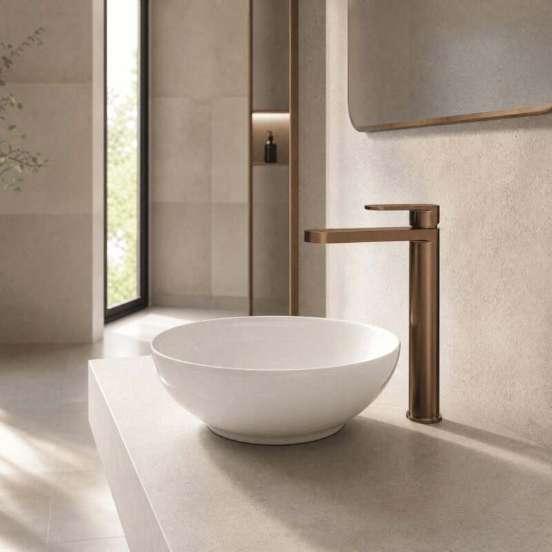 Nuie Cyprus Brushed Bronze High Rise Mono Basin Mixer
