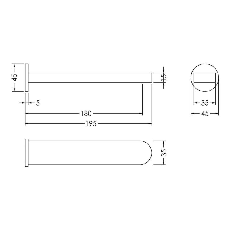 Nuie Binsey Chrome Wall Bath Spout