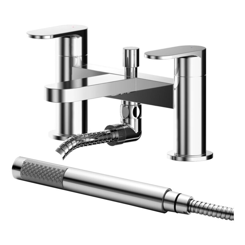Nuie Binsey Chrome Deck Mounted Bath Shower Mixer with Kit