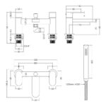 Nuie Binsey Chrome Deck Mounted Bath Shower Mixer with Kit