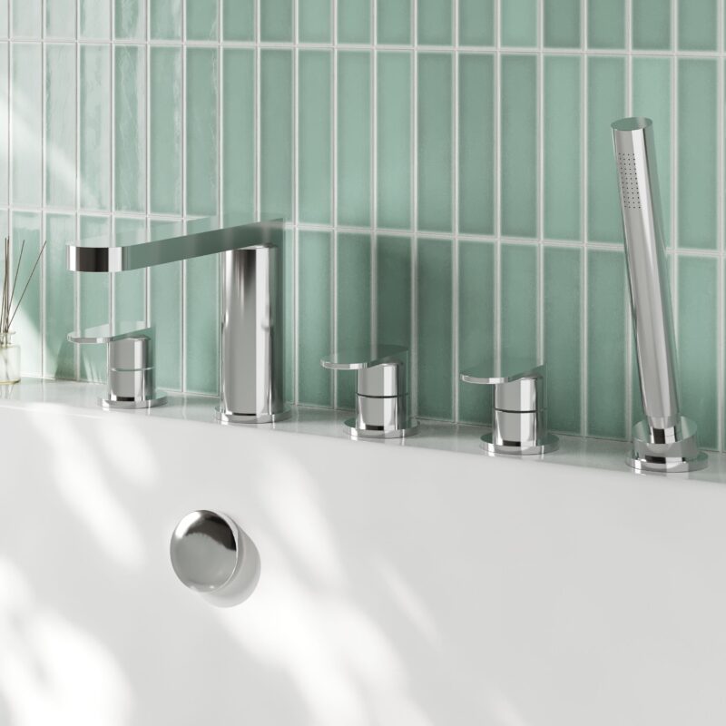 Nuie Binsey Chrome 5 Hole Deck Bath Shower Mixer