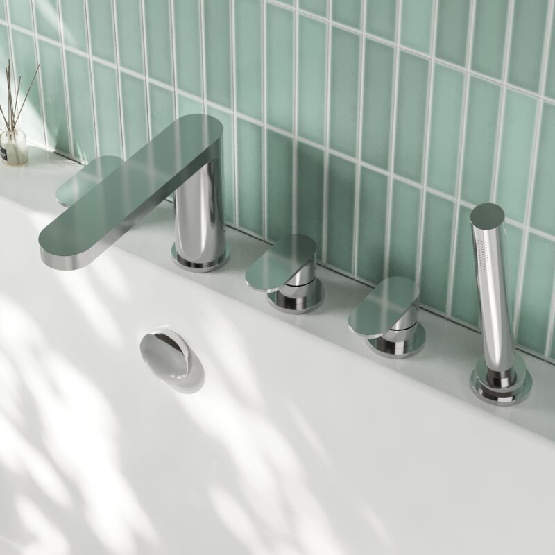 Nuie Binsey Chrome 5 Hole Deck Bath Shower Mixer