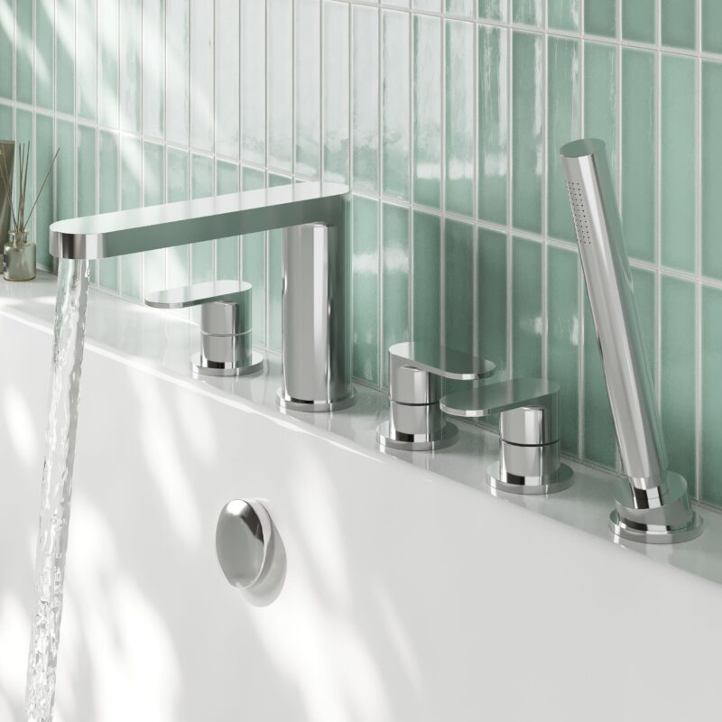 Nuie Binsey Chrome 5 Hole Deck Bath Shower Mixer