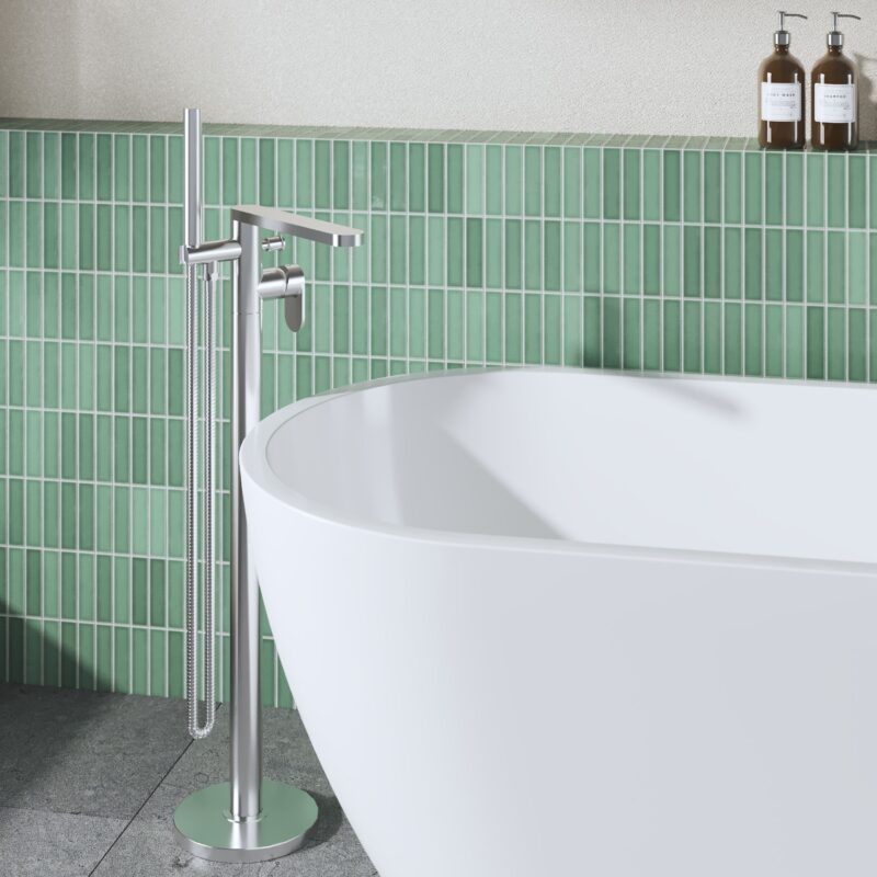 Nuie Cyprus Chrome Freestanding Bath Shower Mixer
