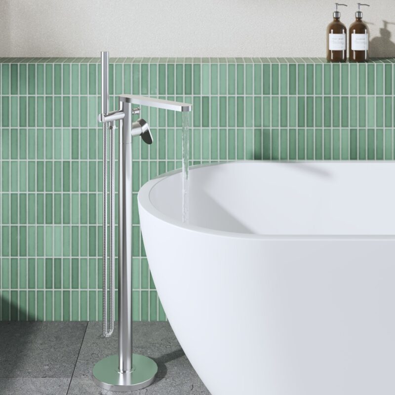 Nuie Cyprus Chrome Freestanding Bath Shower Mixer
