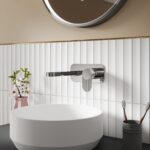 Nuie Cyprus Chrome 2 Hole Wall Basin Mixer with Plate