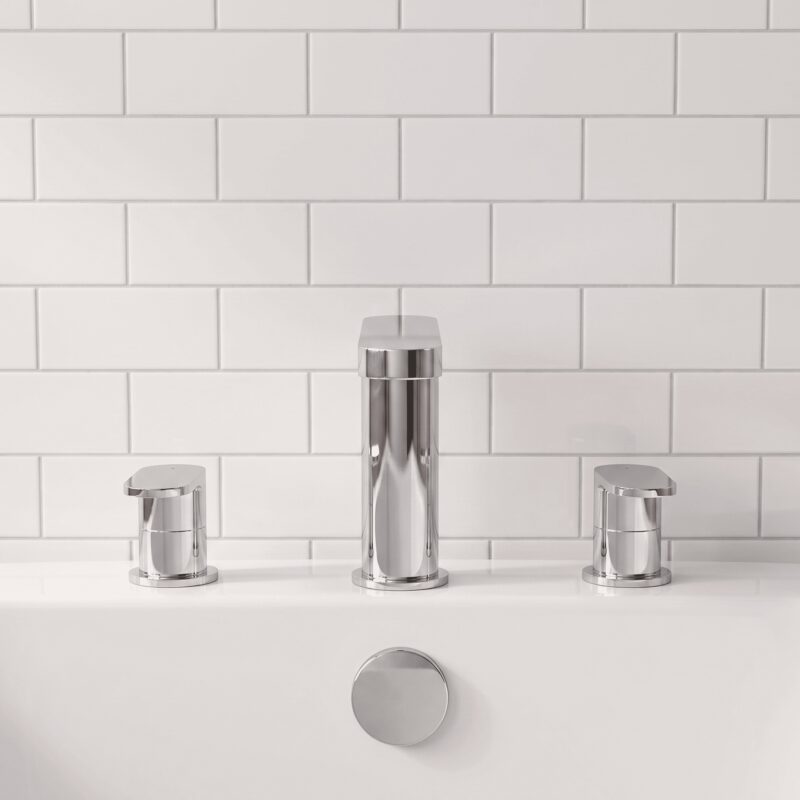 Nuie Binsey Chrome 3 Tap Hole Deck Mounted Bath Filler