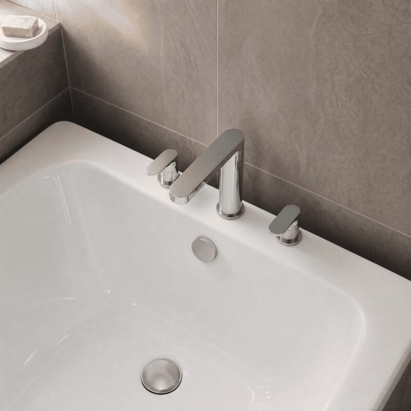 Nuie Binsey Chrome 3 Tap Hole Deck Mounted Bath Filler