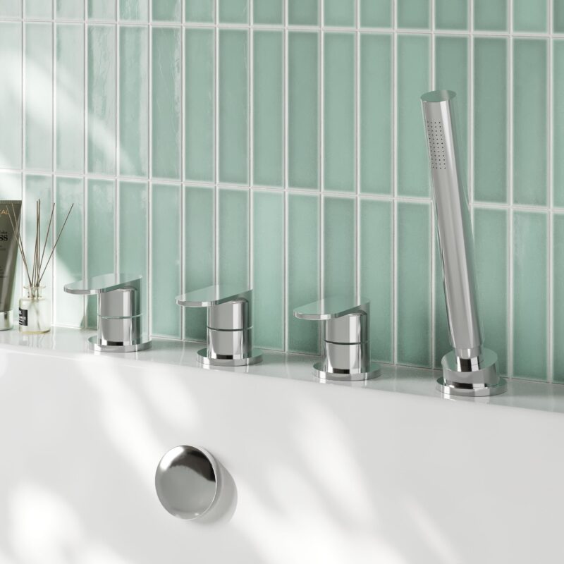 Nuie Binsey Chrome 4 Hole Deck Bath Shower Mixer No Spout