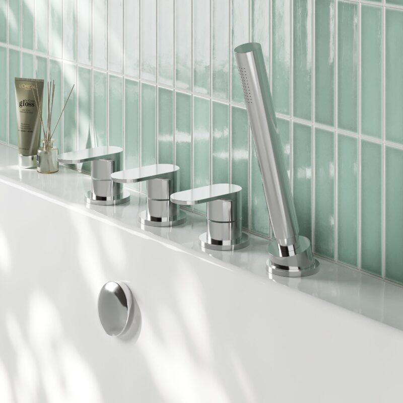 Nuie Binsey Chrome 4 Hole Deck Bath Shower Mixer No Spout