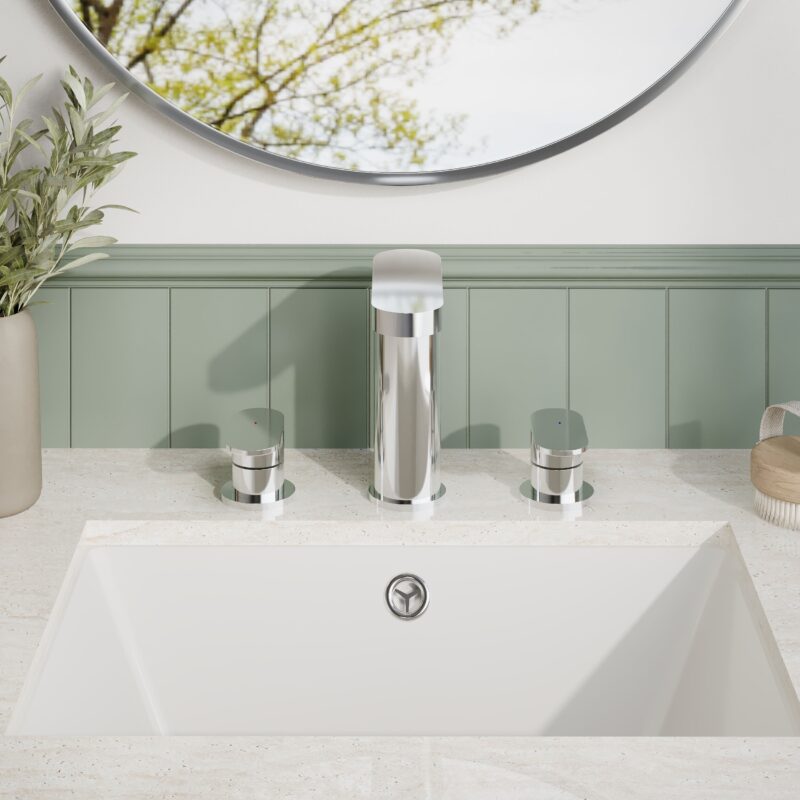 Nuie Binsey Chrome 3 Hole Deck Basin Mixer with Pop Up Waste
