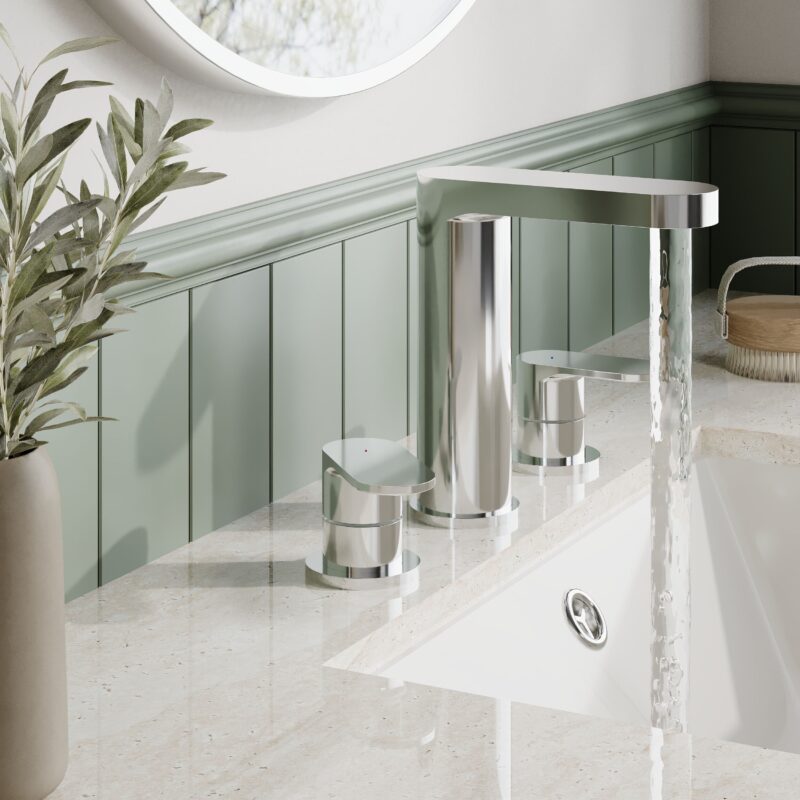Nuie Binsey Chrome 3 Hole Deck Basin Mixer with Pop Up Waste