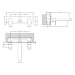 Nuie Binsey Chrome 3 Hole Wall Basin Mixer with Plate