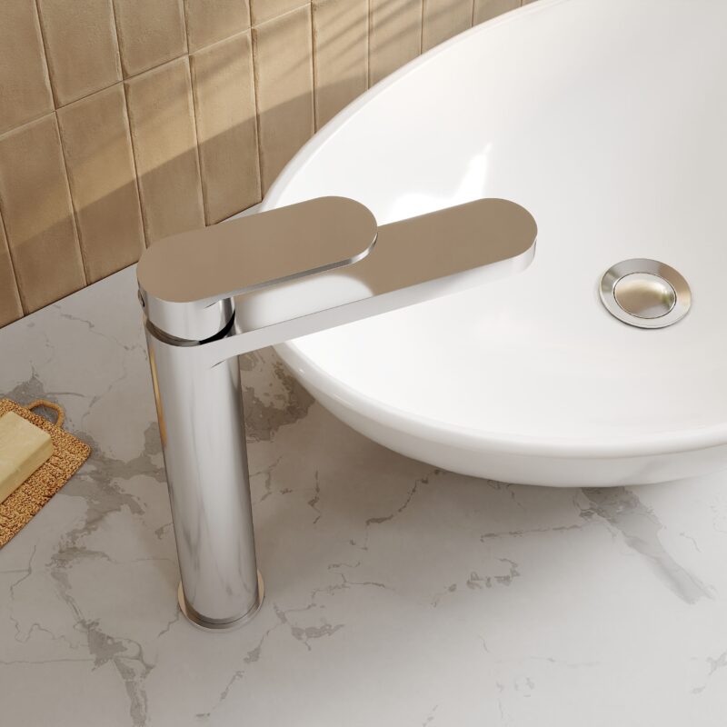 Nuie Binsey Chrome High Rise Mono Basin Mixer