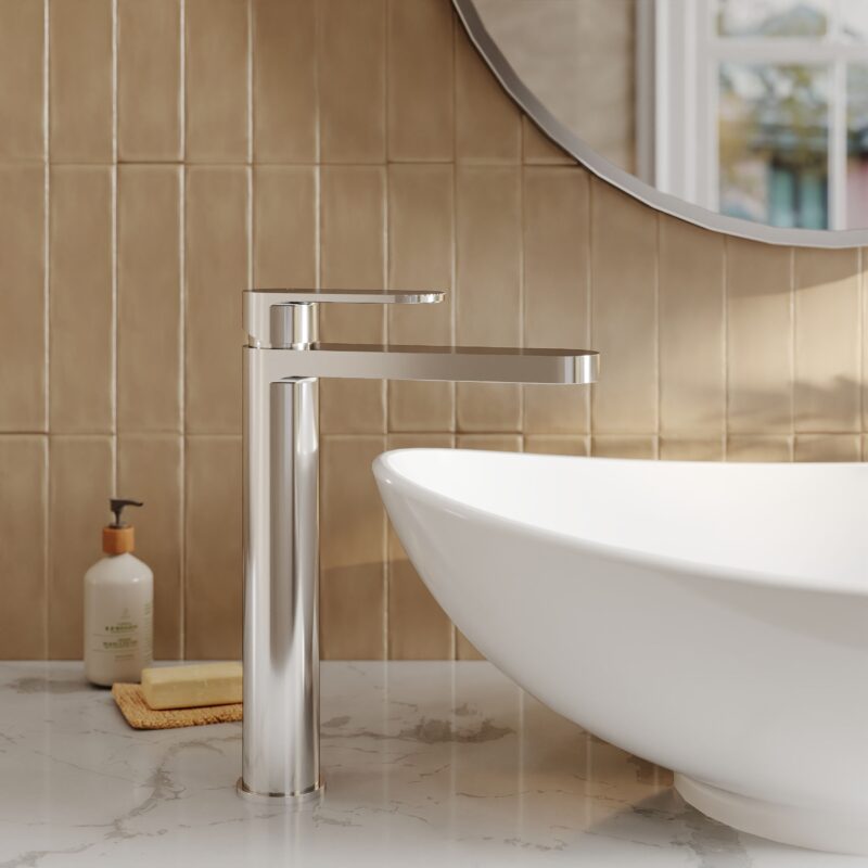 Nuie Cyprus Chrome High Rise Mono Basin Mixer