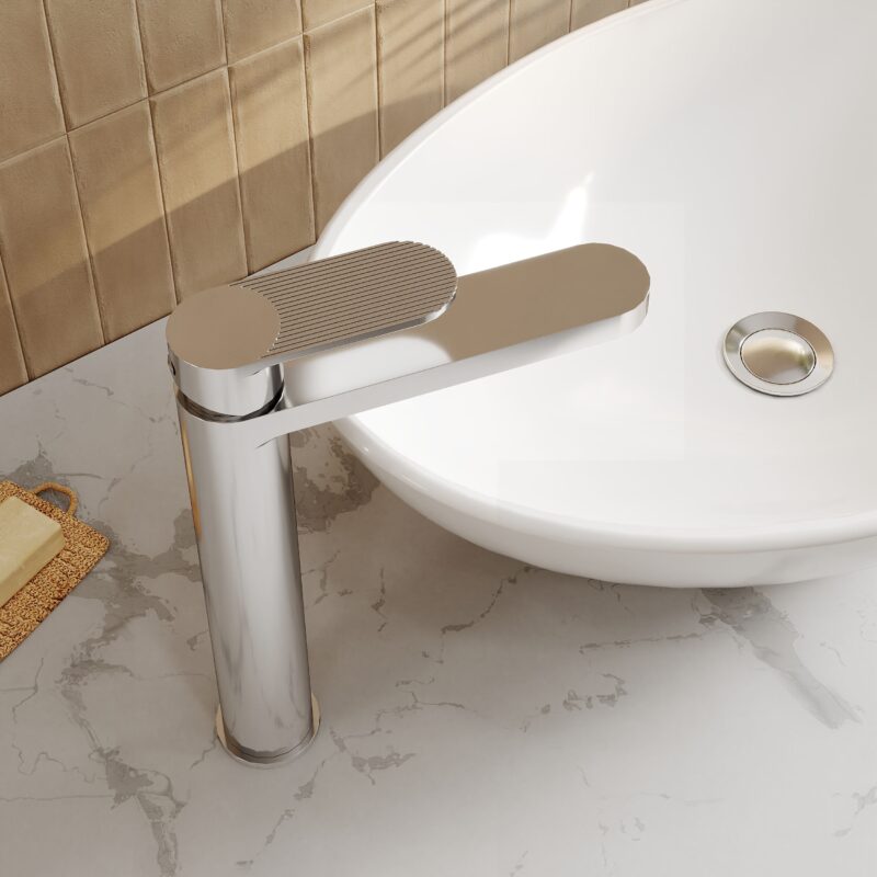 Nuie Cyprus Chrome High Rise Mono Basin Mixer