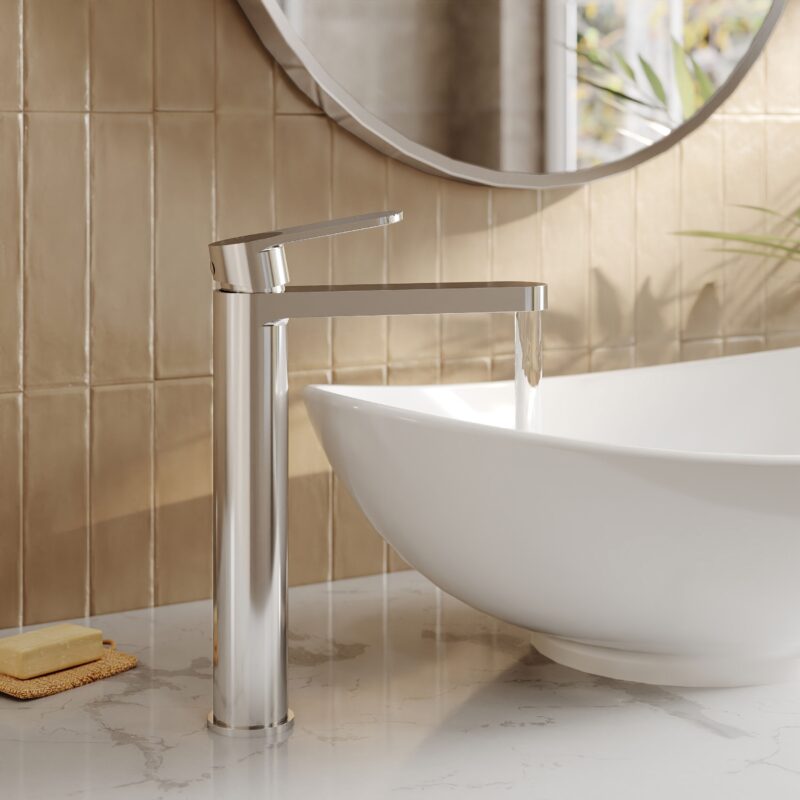 Nuie Cyprus Chrome High Rise Mono Basin Mixer