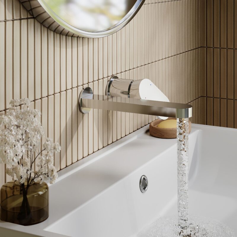 Nuie Binsey Chrome 2 Hole Wall Basin Mixer