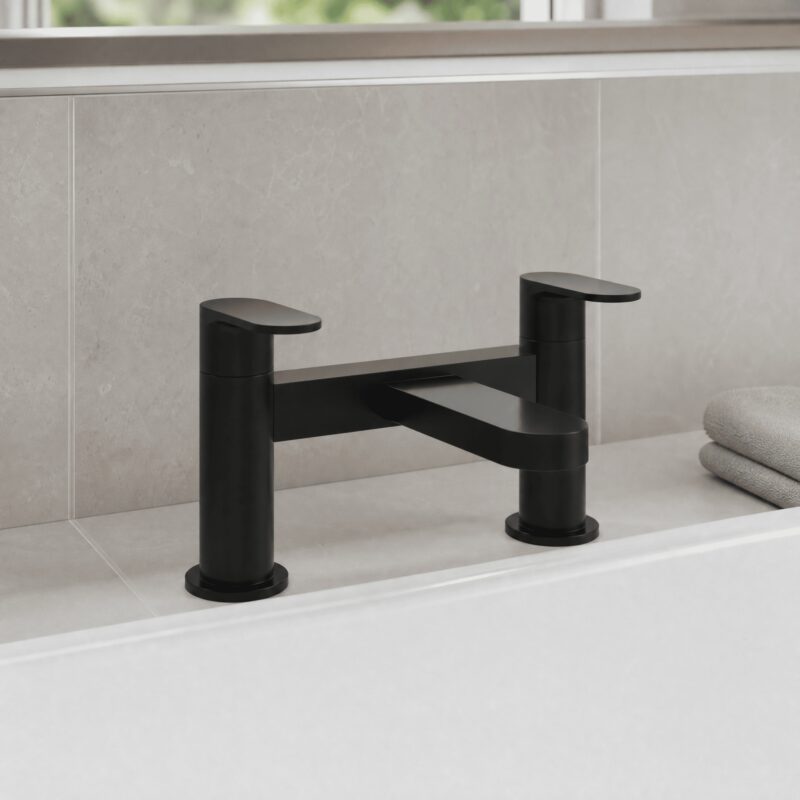 Nuie Binsey Matt Black Deck Mounted Bath Filler