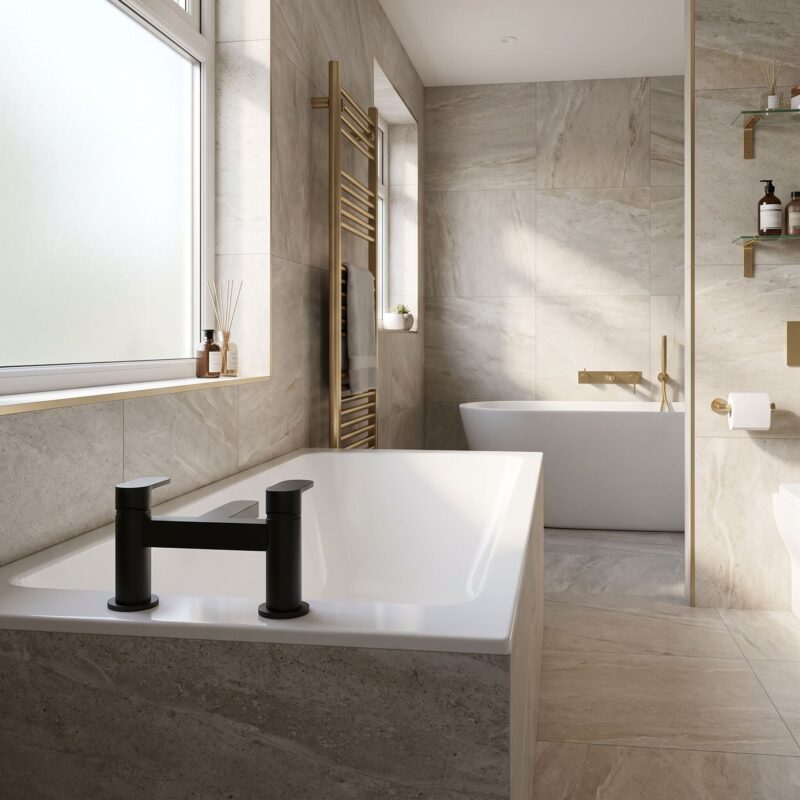 Nuie Binsey Matt Black Deck Mounted Bath Filler