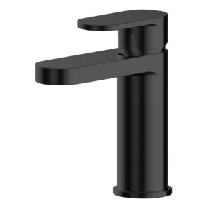 Nuie Binsey Matt Black Mono Basin Mixer with Push Button Waste