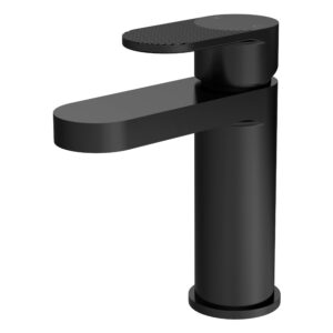 Nuie Cyprus Matt Black Mono Basin Mixer with Push Button Waste