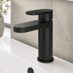 Nuie Cyprus Matt Black Mono Basin Mixer with Push Button Waste