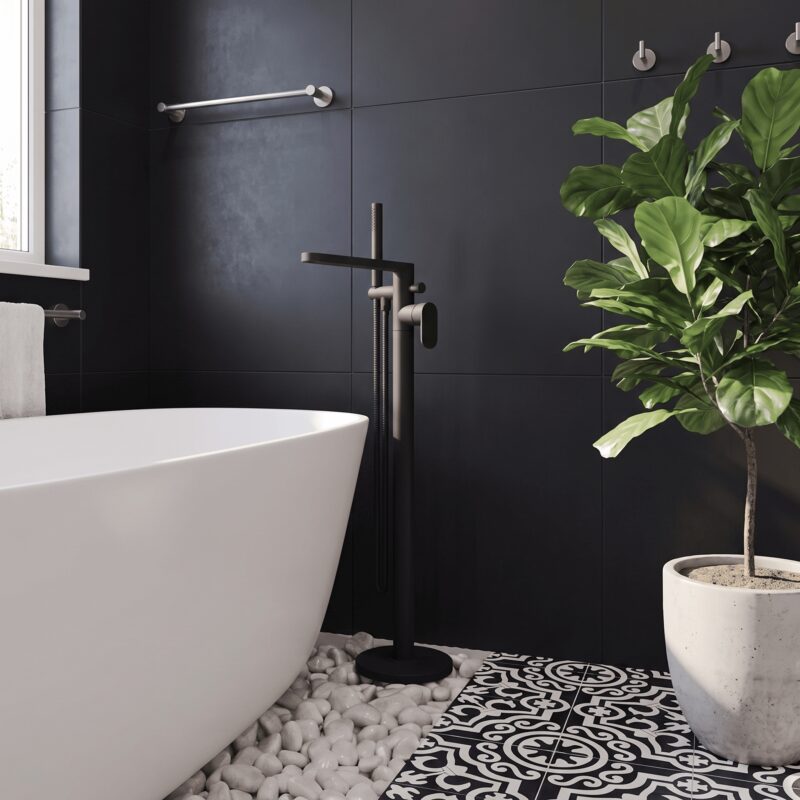 Nuie Binsey Freestanding Matt Black Bath Shower Mixer
