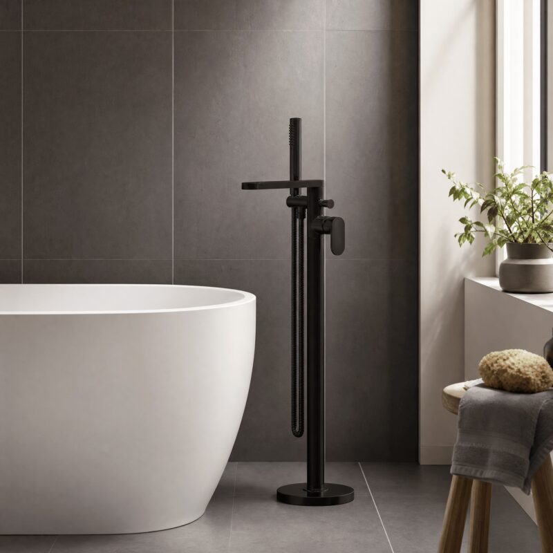 Nuie Binsey Freestanding Matt Black Bath Shower Mixer