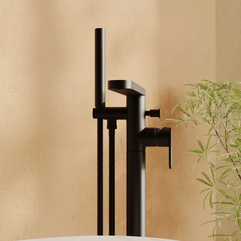 Nuie Cyprus Freestanding Matt Black Bath Shower Mixer