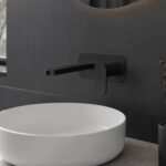 Nuie Binsey Matt Black 2 Hole Wall Basin Mixer with Backplate