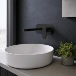 Nuie Binsey Matt Black 2 Hole Wall Basin Mixer with Backplate