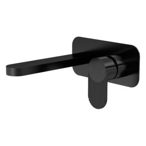 Nuie Cyprus Matt Black 2 Hole Wall Basin Mixer