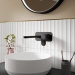 Nuie Cyprus Matt Black 2 Hole Wall Basin Mixer