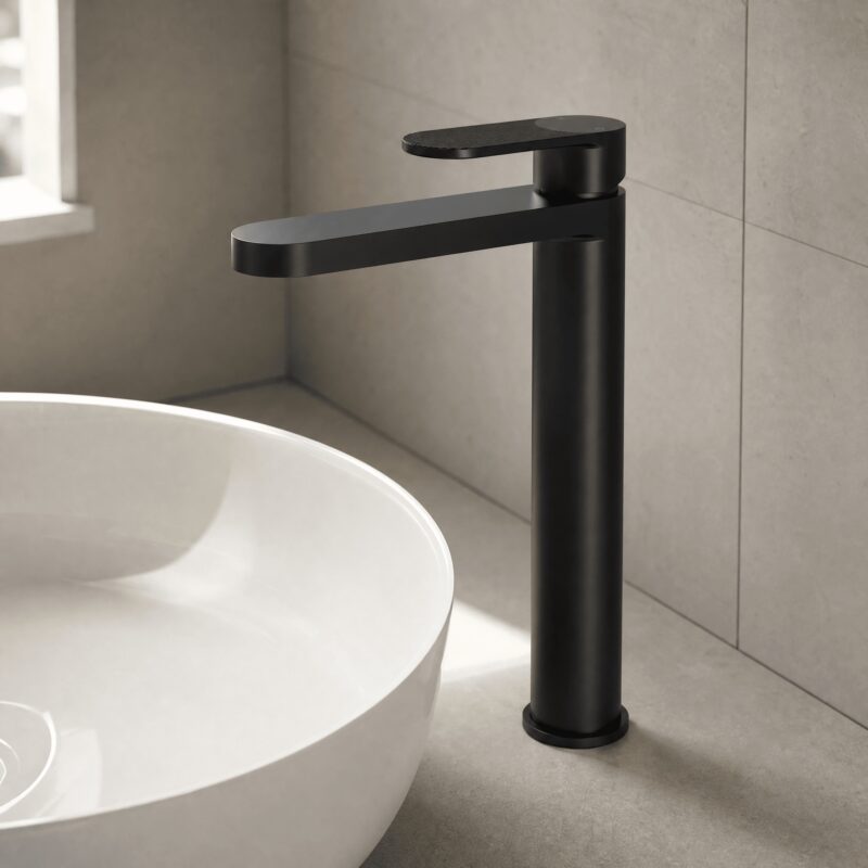 Nuie Cyprus Matt Black High Rise Mono Basin Mixer