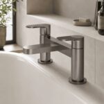 Nuie Cyprus Brushed Pewter Deck Mounted Bath Filler