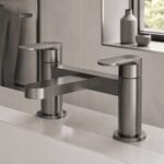 Nuie Cyprus Brushed Pewter Deck Mounted Bath Filler