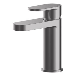 Nuie Binsey Brushed Pewter Mono Basin Mixer with Push Button Waste