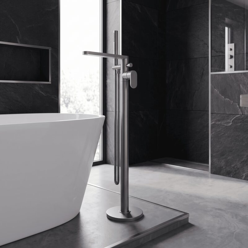 Nuie Binsey Brushed Pewter Freestanding Bath Shower Mixer