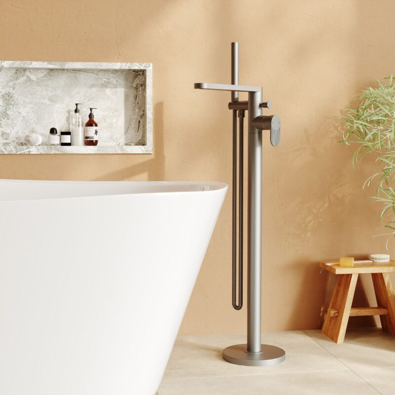 Nuie Cyprus Brushed Pewter Freestanding Bath Shower Mixer